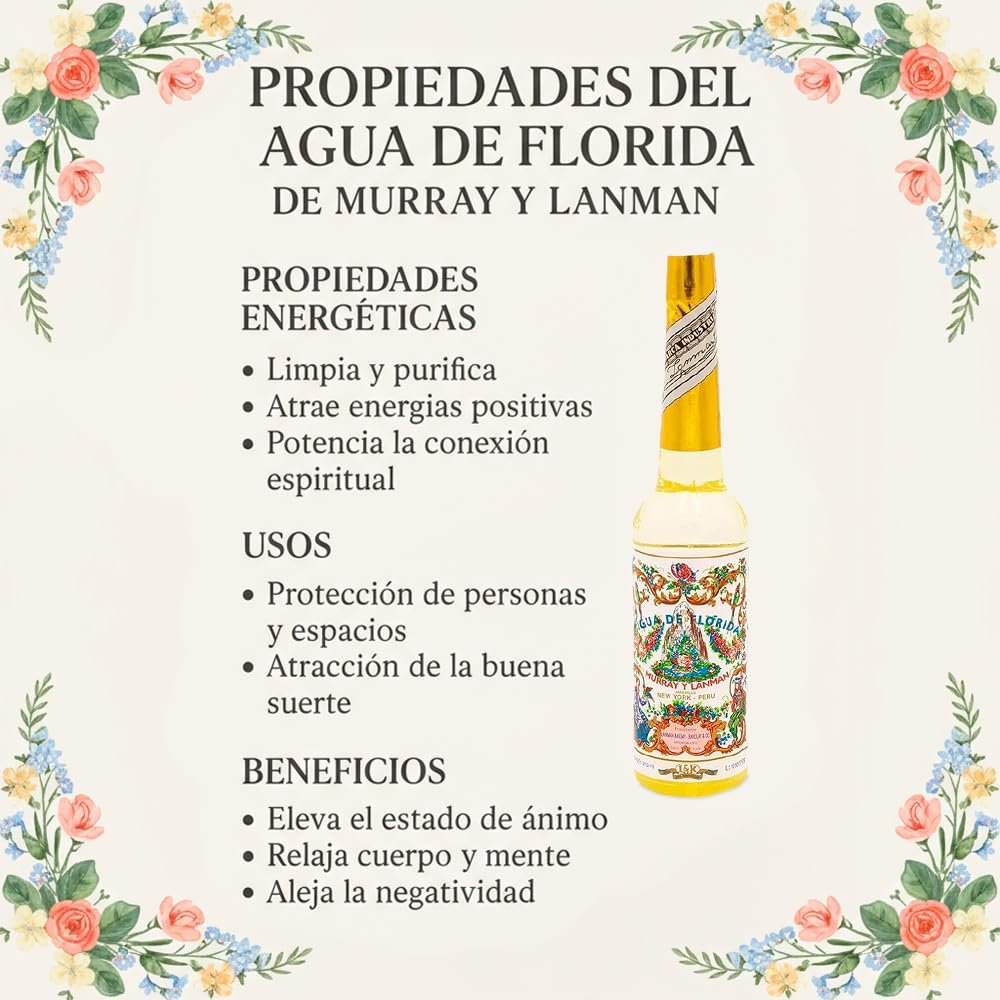 Aromasenses - Agua Florida 270 ml Amarilla de Perú + 1 Spray Dosificador 50 ml Aromasenses | Murray & Lanman | 100% Original | Limpieza Chamánica | Protección Espiritual y Limpieza.