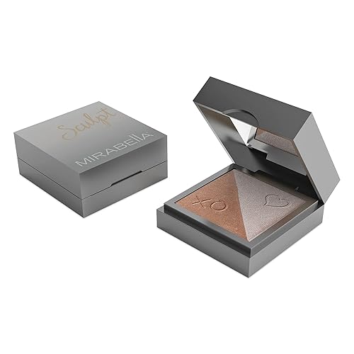 Mirabella Sculpt Duo - Paleta de bronceador y contorno en polvo, mezclable, ligero, bronceador mineral y polvos de maquillaje de contorno que