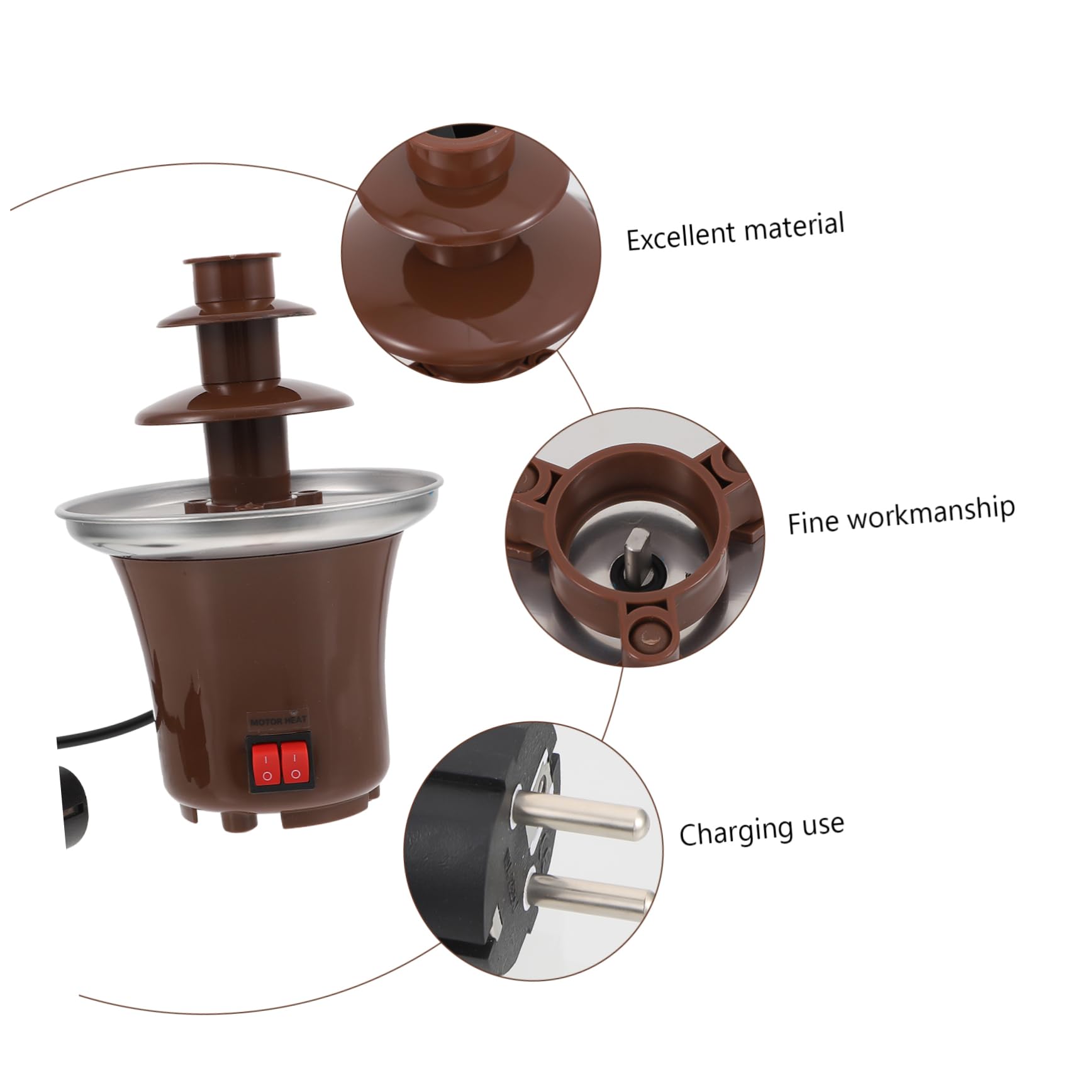 Fontaine à Fondue au Chocolat 3 Niveaux Marron Acier Inoxydable