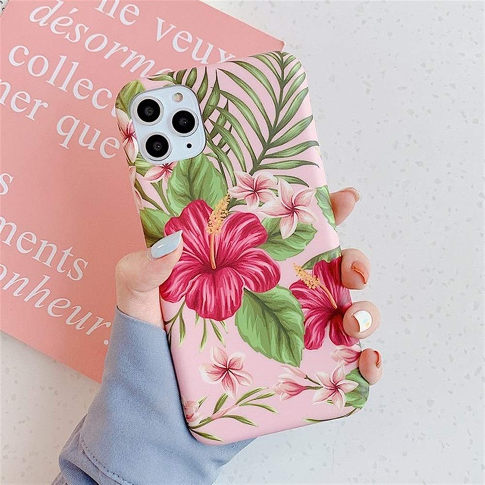 xbyzy Phone Case, Art Flowers Leaf Phone Case For iPhone 11 Pro Max XR XS Max 6 7 8 S Plus X Luxury Soft Phone Back Cover Cases (Color : Q, Material : For iPhone 8)