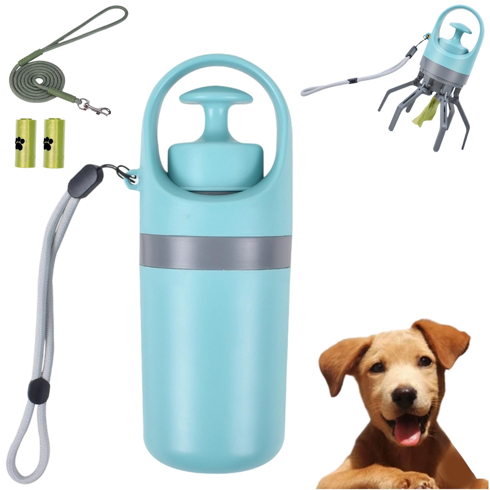 Snrtevu No-Touch Pet Waste Grabber, Long Handle Dog Pooper Scooper & Poo Picker Upper with 6-Claw Design | Includes Bags for Hygienic Portable Cleanup on Walks, In Garden, Yard and Patio (1PC-A)