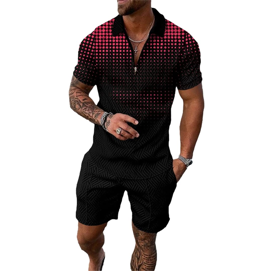 Letni hawajski dres treningowy, odzież męska, spodnie polo, zestaw 2 szt, 1112, M