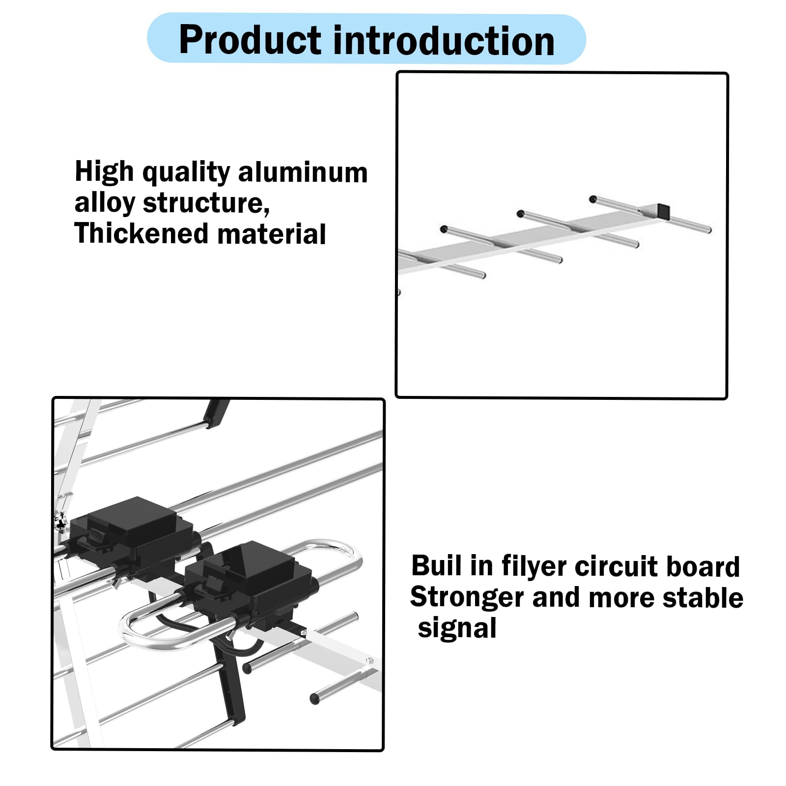 Antenne TV d'extérieur Yagi HD, antenne TV longue portée pour Smart TV avec câble de 10 m et amplificateur intégré offrant un signal supérieur pour votre télévision à domicile