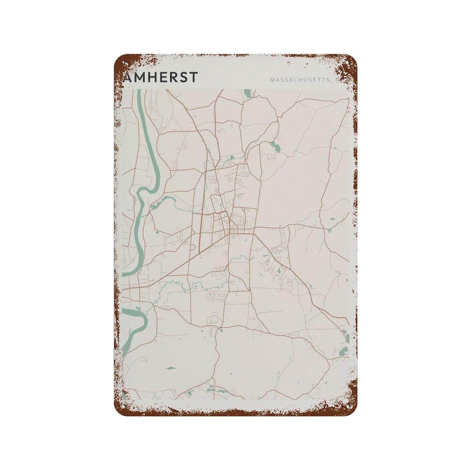 xiaoxiaoshen Amherst Map Massachusetts Travel Gift Minimalist (2) Wall Decor Art Metal Tin Poster Modern Home Decor Art Home Bar Shop Decorations Vintage Sign 30x20cm
