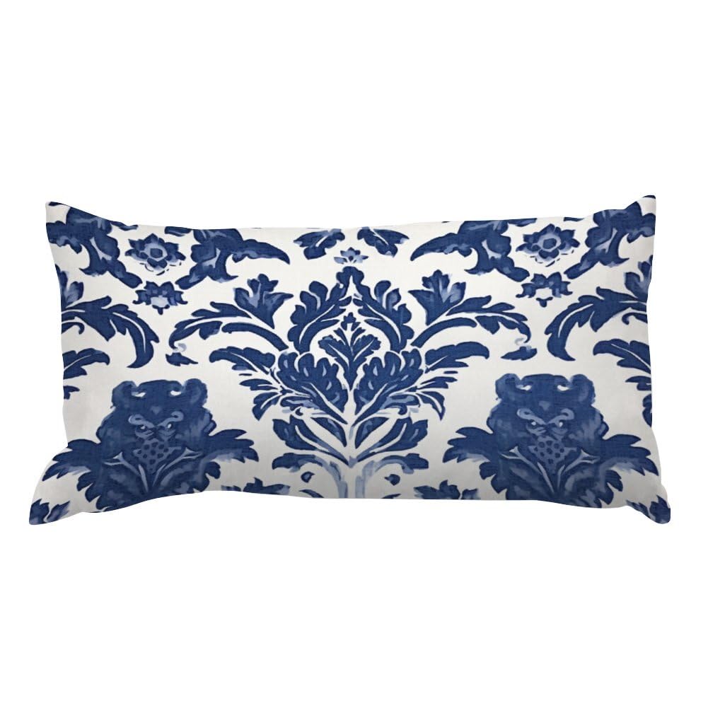 Blue Regalia - Federa rettangolare per cuscino lombare con stampa geometrica, motivo leone, decorazione moderna per divano, soggiorno, letto, 30,5 x 40,6 cm