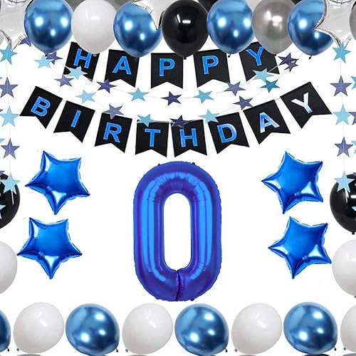 Miniatura 3 de GINZU - Globo gigante de 40 pulgadas con el número 0, de gran dígito 0 de Mylar de aluminio azul helio para niños, suministros de decoración de