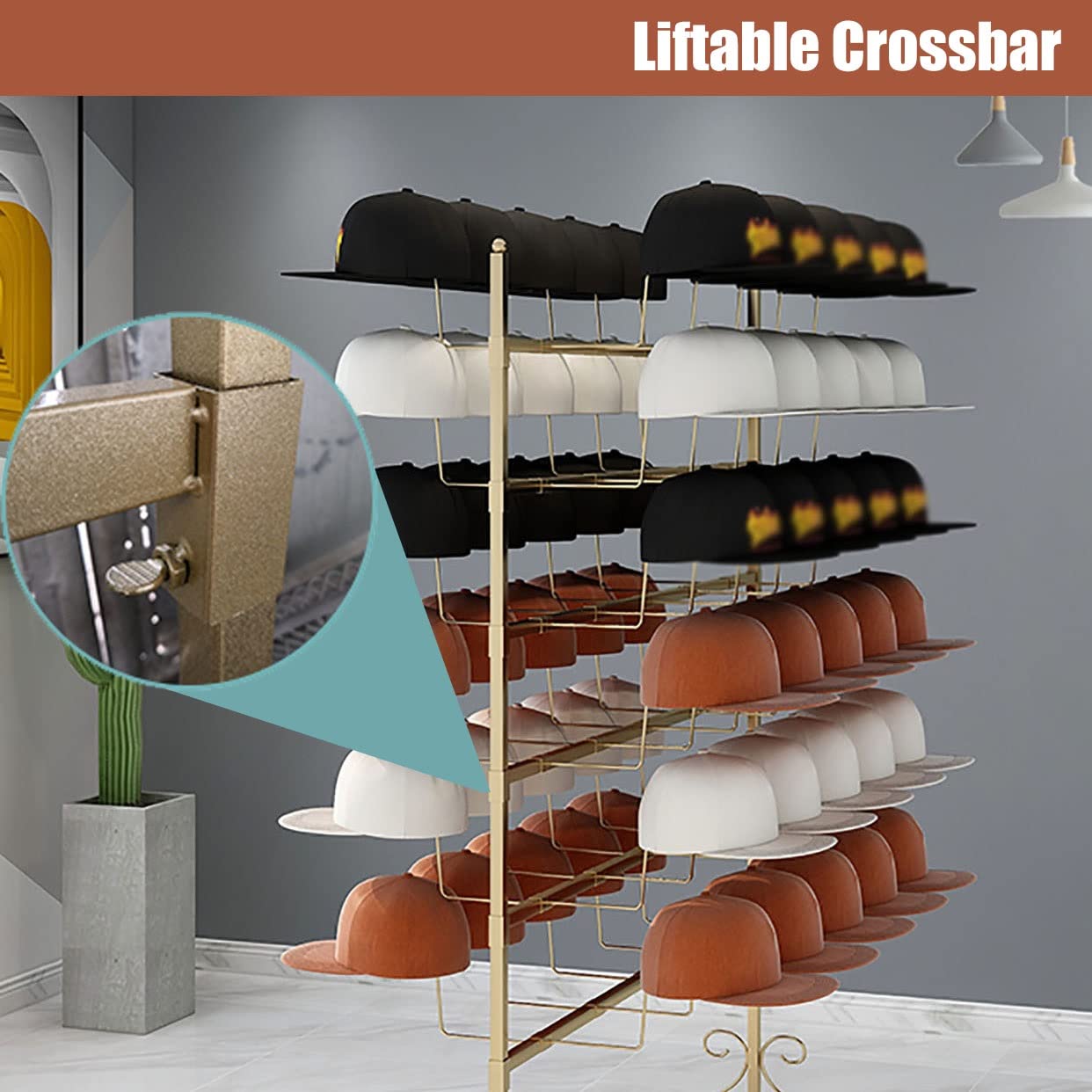 Perchero para Sombreros, Perchero Independiente para Sombreros de béisbol, Gorras de Vaquero y Pelucas, Organizador de Almacenamiento de Sombreros contemporáneo de Gran Capacidad, Soporte de