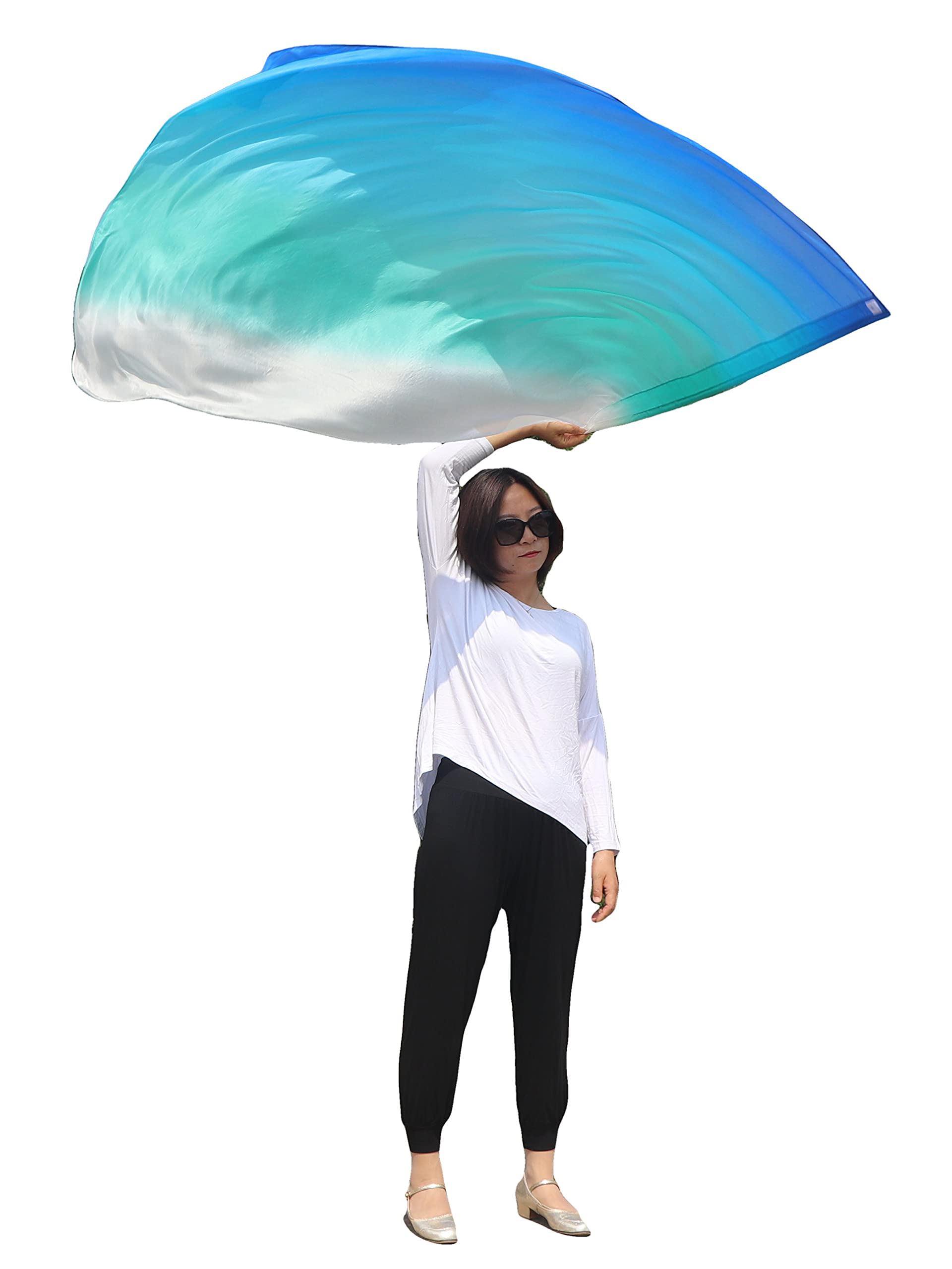 Winged Sirenny Porphetic Praise Dance Worship Flex Flags, 50" Rectangular Dance Ministry Streamer (long side Seacoast)