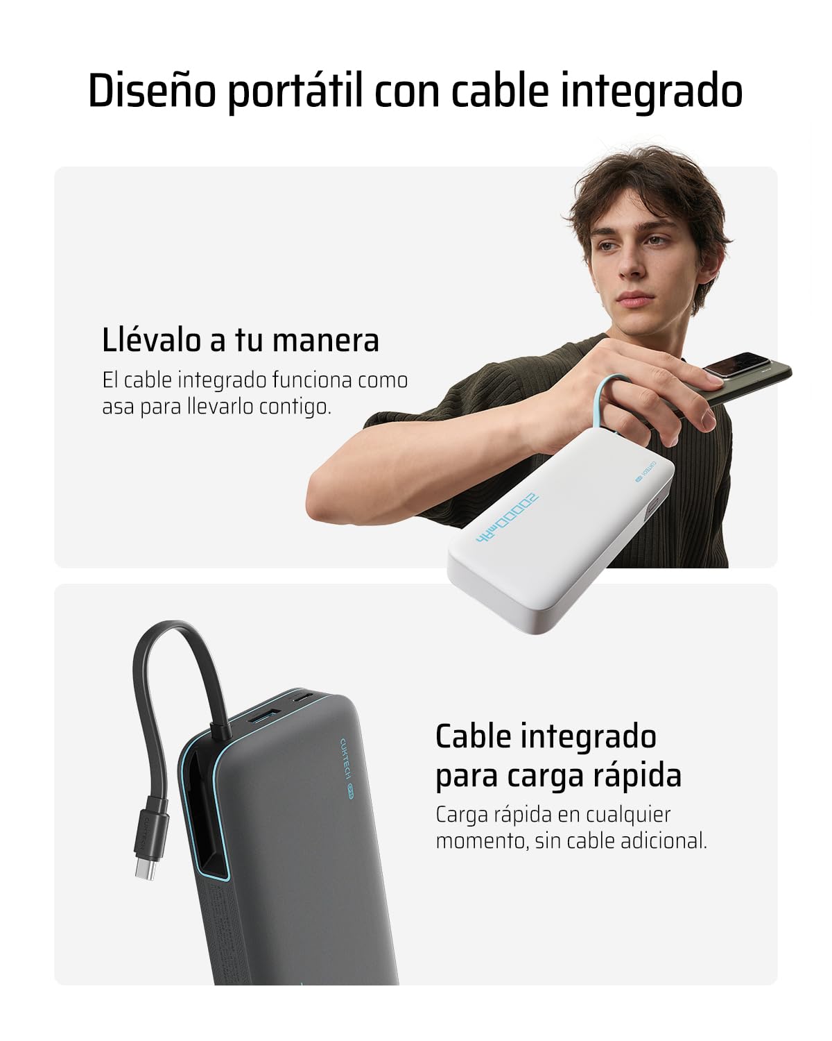 CUKTECH Power Bank 45W 20000mAh + Cavo USB-C 240W 6A 1,5m