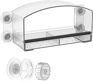 Hycency Window Bird Feeder Window Bird Feeders with Strong Suction Cups Clear Transparent Bird Feeder for Window Mount Bird Feeder Removable Tray with Drain Holes