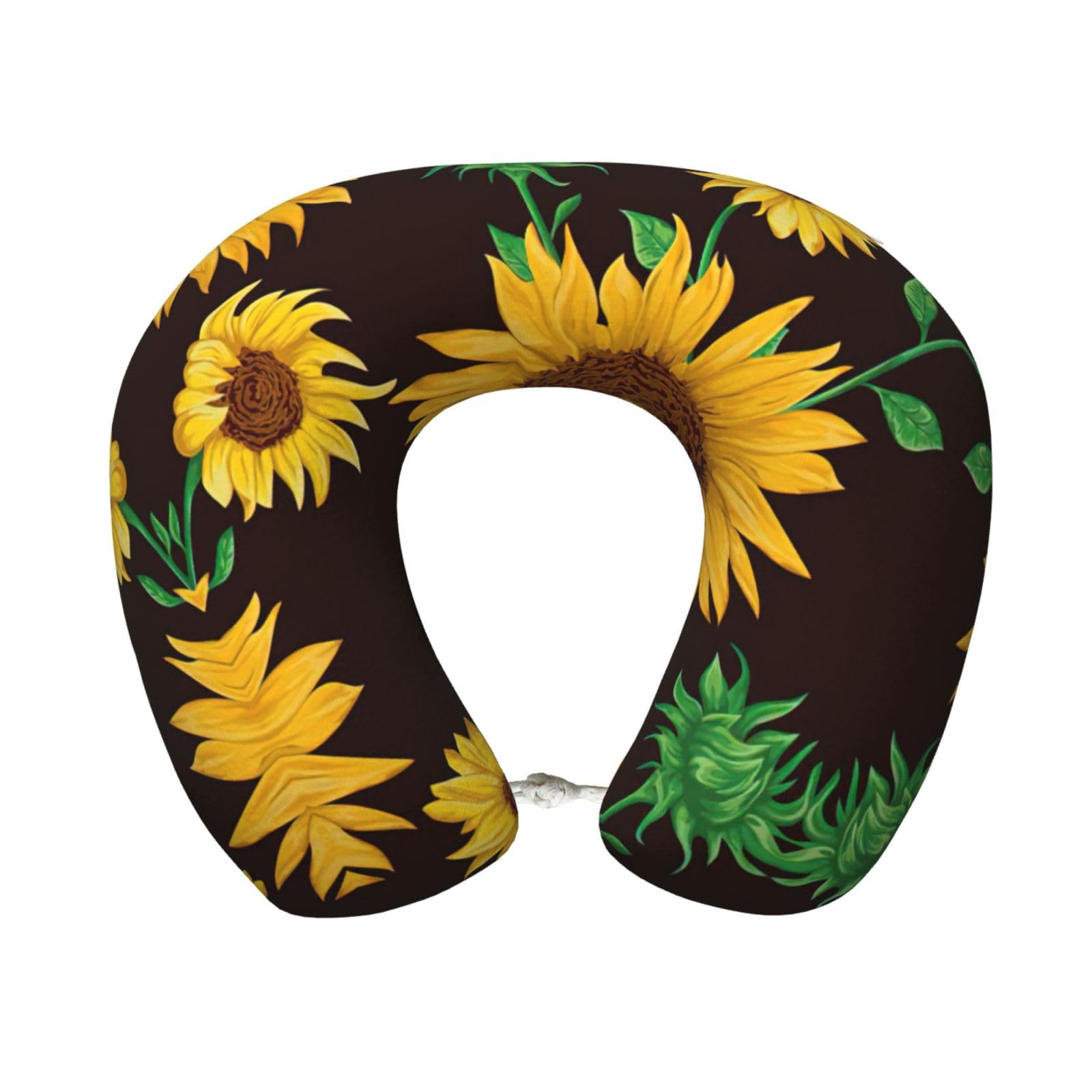 ASFgda U-Shape Memory Foam Beautiful Sunflower. Print Travel Pillow,Neck Support,Washable Cover For Airplane Car Home Office