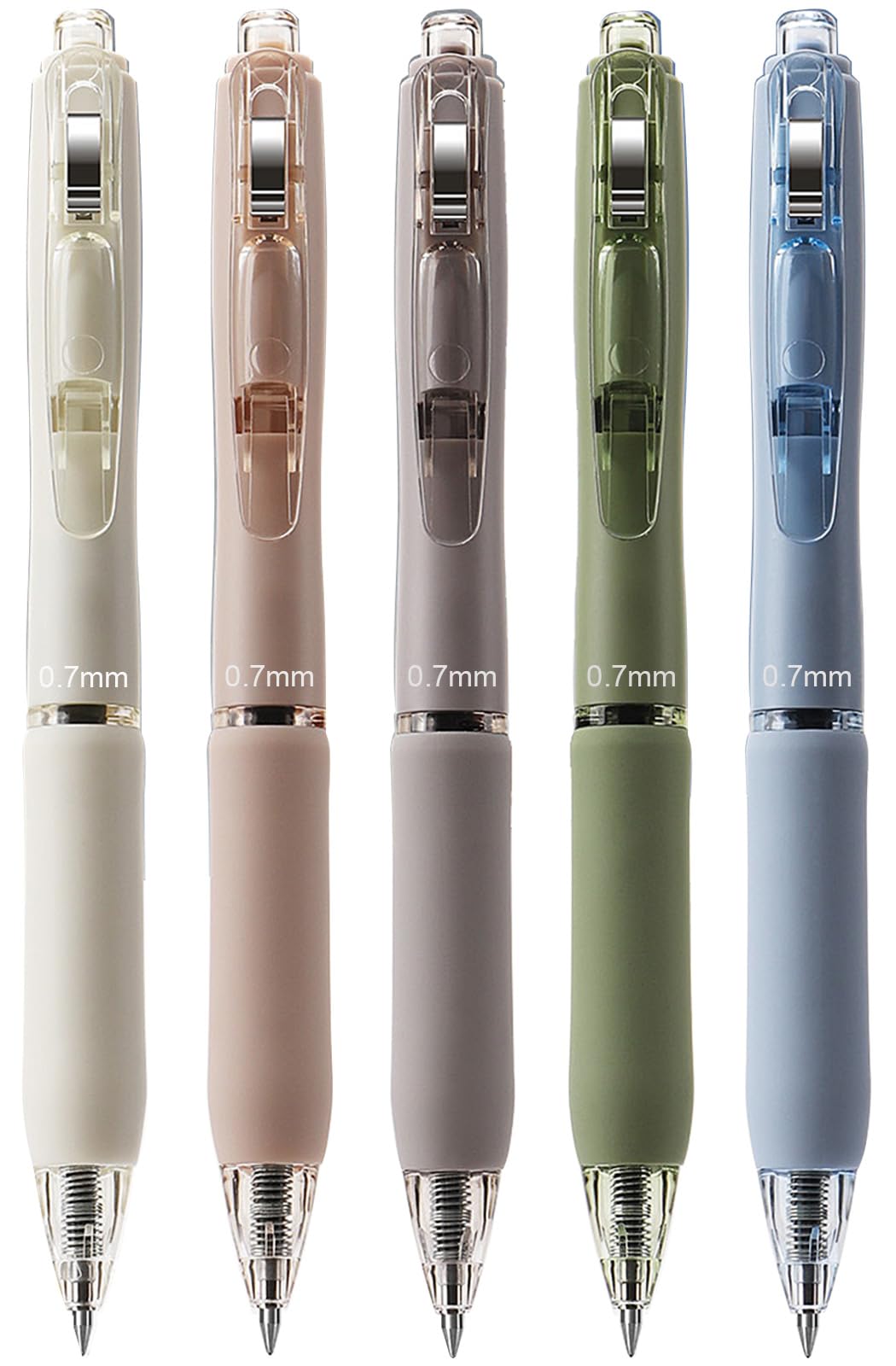 Retractable Ballpoint Black Pens with Pocket Clip 0.7mm Rollerball Pen Quick-Drying Smooth Writing Morandi Pack of 5