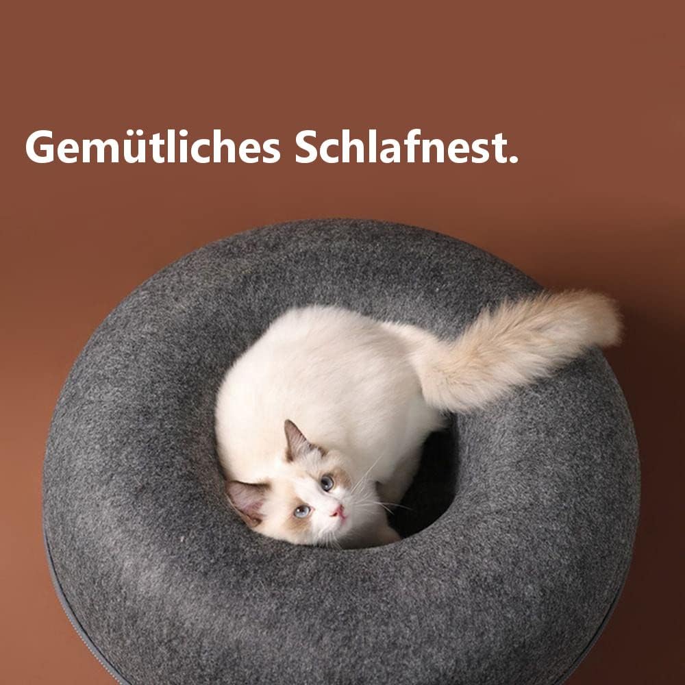 Kattentunnel van vilt, kattenbed, rond, kattenmand, tunnel, kattenmand
