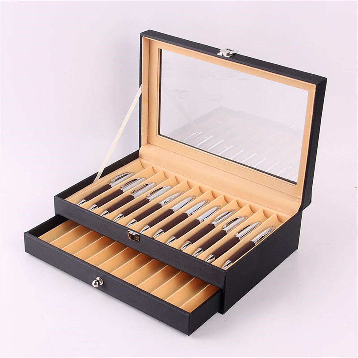 ChaRLes Scatola portaoggetti da 24 contenitori portadocumenti porta penne Scatola portaoggetti da tavolozza penne in pelle organizer - 43.04