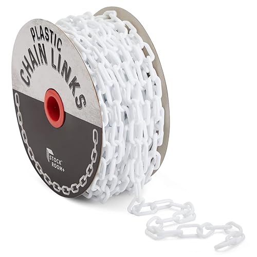 Stockroom Plus Cadena de seguridad de plástico negro de 100 pies para control de multitudes, líneas de cola, conciertos, estacionamiento, barrera de