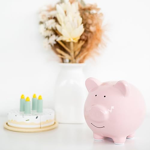 Miniatura 8 de Pearhead - Alcancía de cerámica de cerdito (ideal como regalo), Hucha de cerdito rosa, Rosado