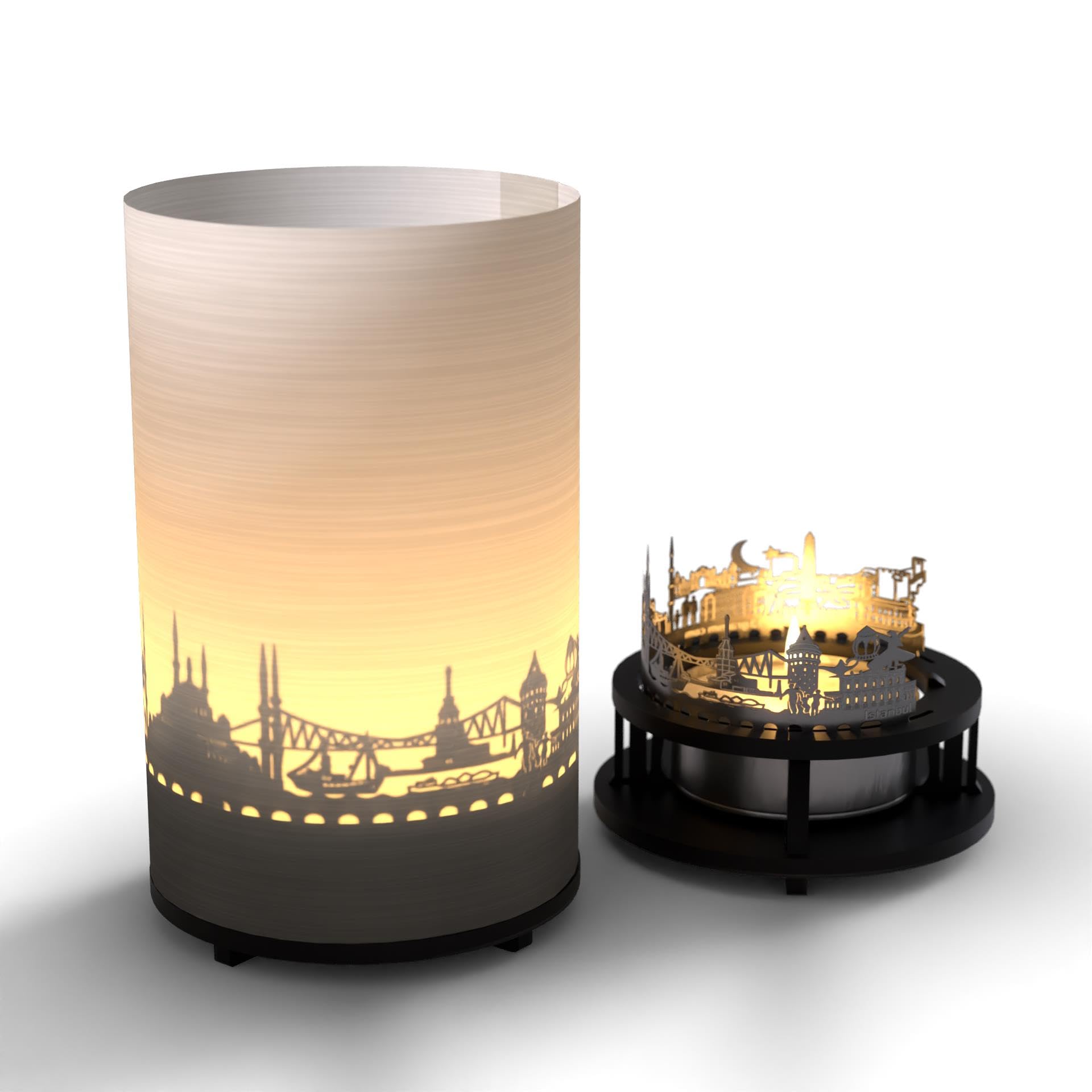 Istanbul Premium Gift Box Candle - Silhouette Skyline Projection - Unique Souvenir for Istanbul Lovers - Mesmerizing Shadow Play