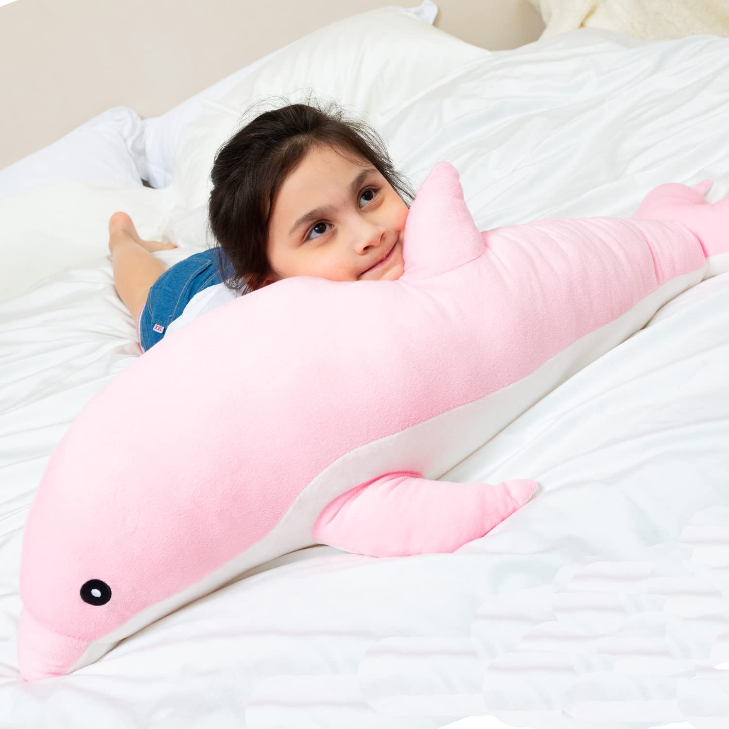 Kekeso Giocattoli Di Peluche Delfino Giocattoli Morbidi Di Peluche Che Abbracciano Il Cuscino Bambole Delfino Per Le Ragazze Dei Bambini Che Dormono Cuscino Regalo (70cm/27.55in, Rosa)