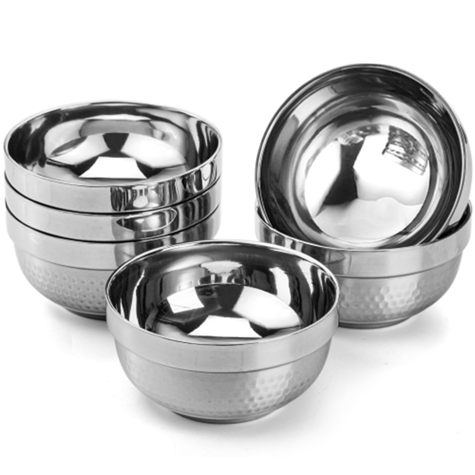 6 Pack Stainless Steel Bowls, 17.5 Oz/500ml Double Walled Insulated Snack Bowl Set, Lightweight Salad Bowls Metal Soup Bowls Multipurpose Dinner Bowl for Rice, Fruit, Cereal, Dishwasher Safe