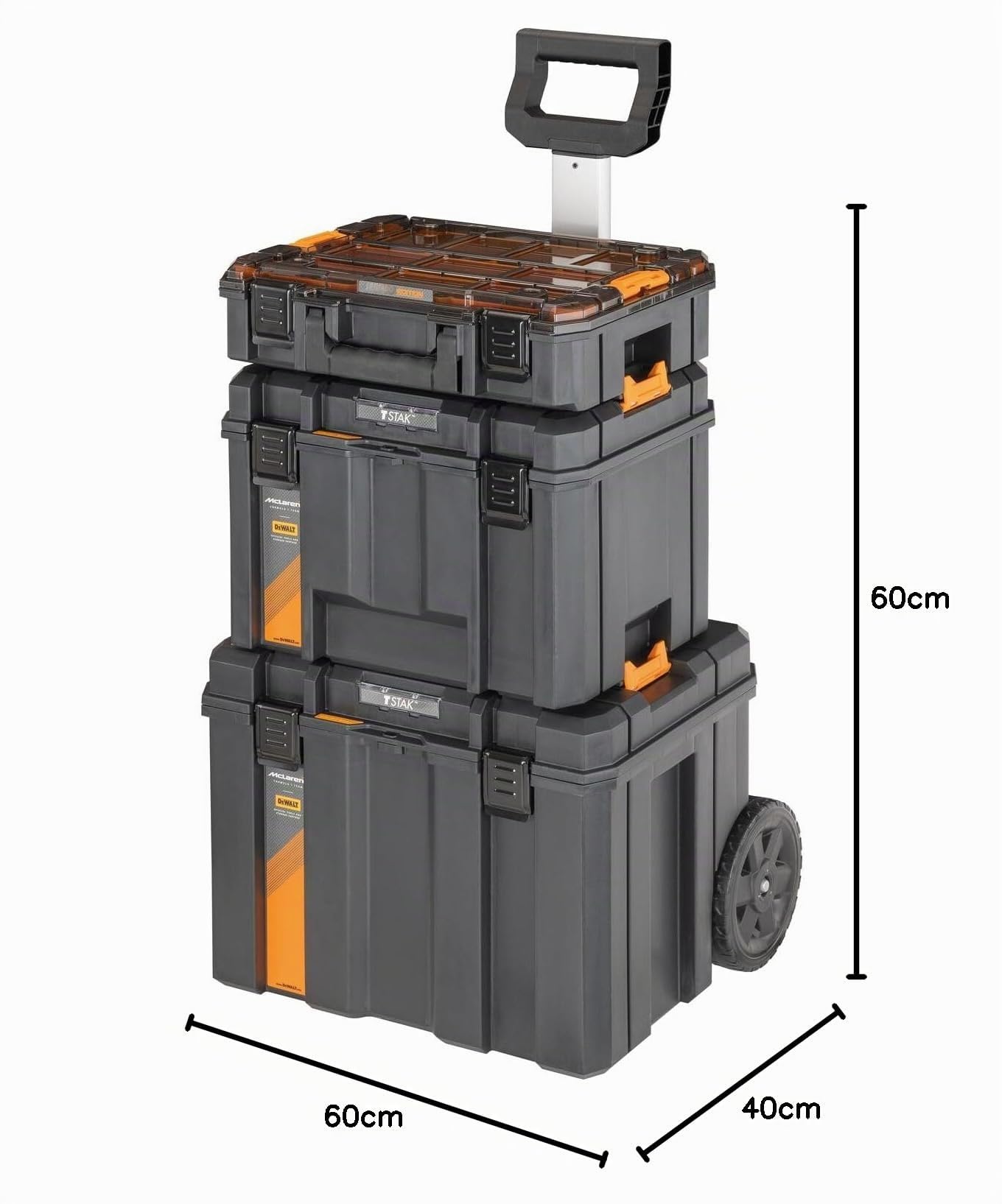 Caja de transporte y almacenamiento DEWALT TSTAK Edición McLaren 3 en 1