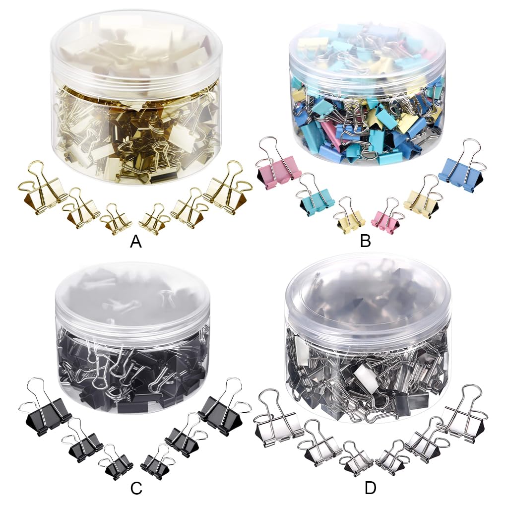 5 set da 150 clip per forniture per ufficio, resistenti all'usura, per rilegatura di documenti, in metallo, per documenti domestici, colore nero
