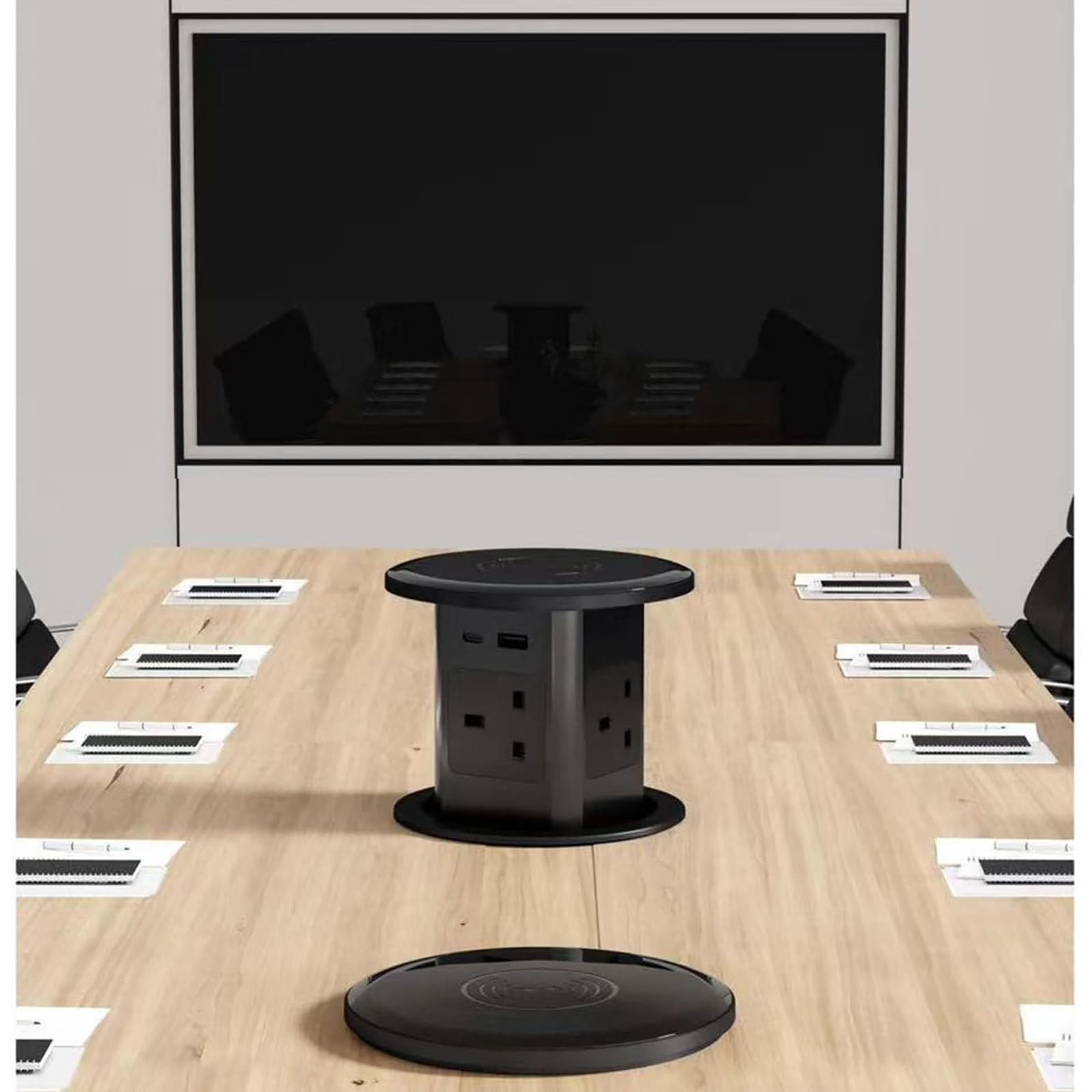 Gniazdo Zasilania Na Biurko, Wpuszczane Gniazdo Zasilania Na Biurko, Z Portem Usb + 4 Gniazda Zasilania, Wodoodporne I OszczęDzająCe Miejsce, Do Kuchni, StołU Konferencyjnego, Biura Grey