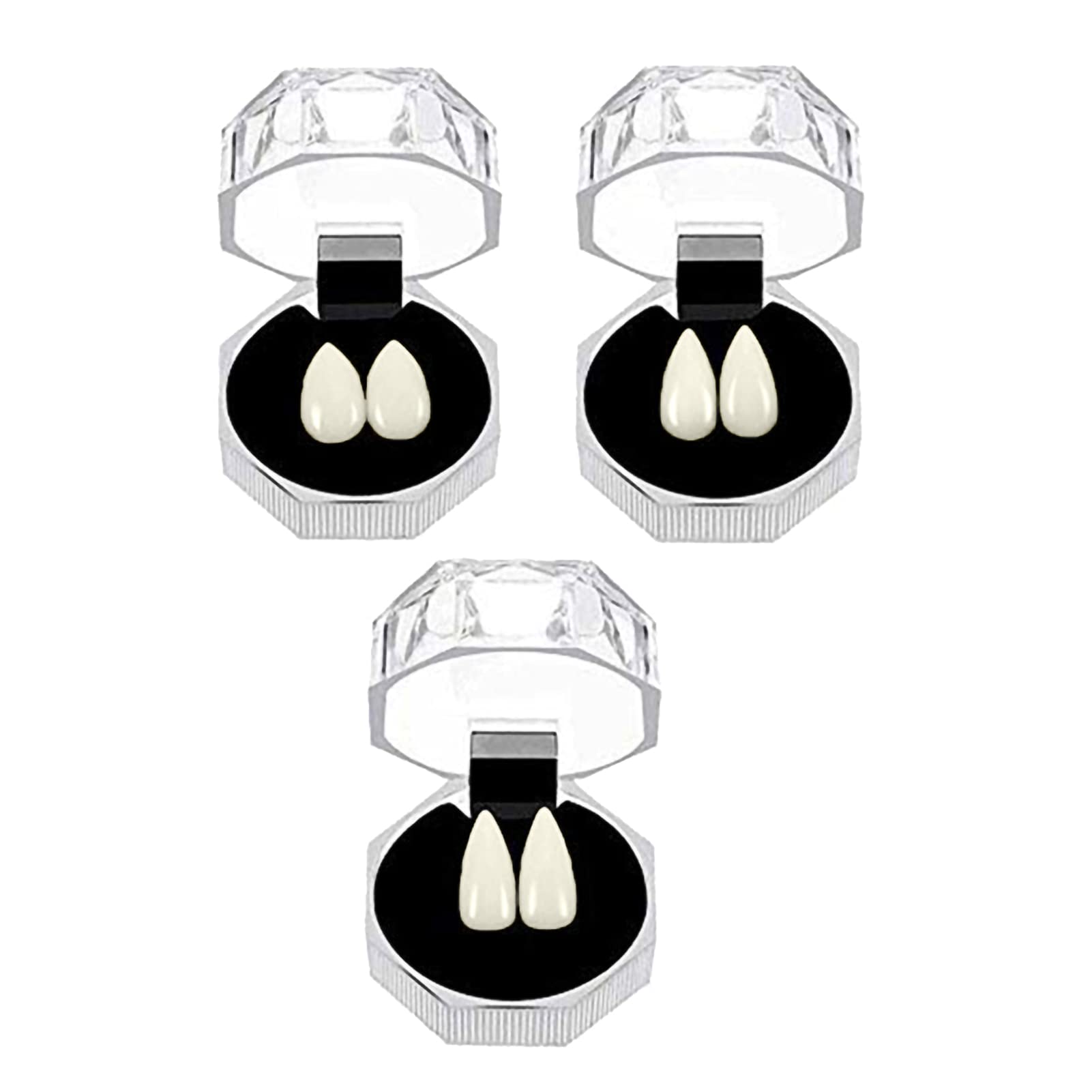 LEAQU 3 Pairs Vampire Fangs Teeth, Werewolf Teeth, Halloween Decorations, Cosplay Dentures Decor, False Teeth Props Teeth Makeup Props Teeth White for Halloween Horror Cosplay Party