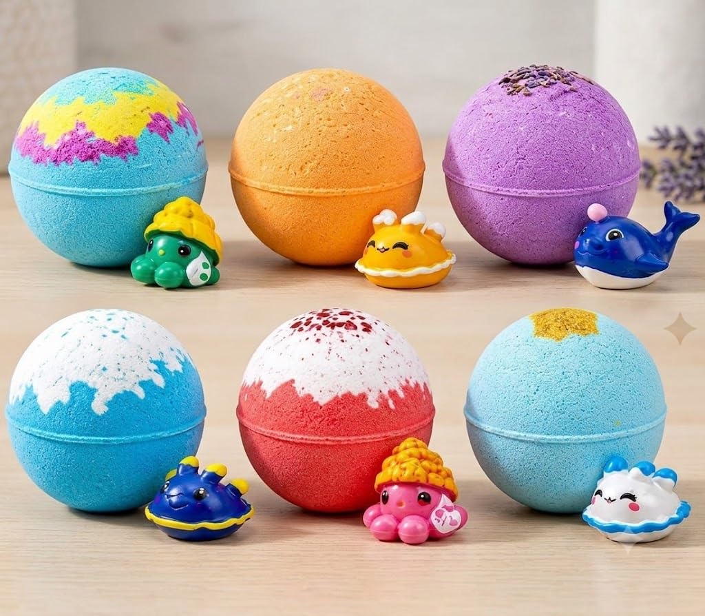 Kids Bath Bomb Gift Set with Surprise Toys Inside (1 Pcs), Colorful Ocean Scented Bubble Bath Bombs, Moisturizing Fizzy Bath Bombs for Boys & Girls, Fun Bath Time Gift Set-image-36