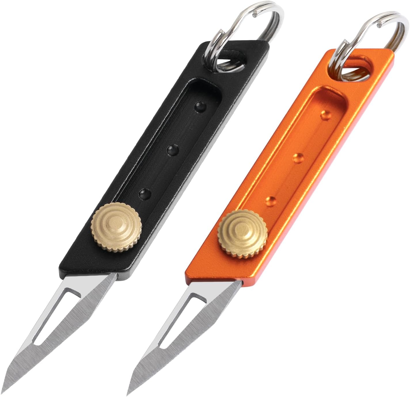 EDCFANS Small Pocket Knife for Men, 2 Pack Mini Keychain Knife, Safety Box Cutter Retractable, EDC Knife with Keychain Hole, Little Tiny Knives, Package Box Opener, Cool Gadgets Gifts for Men Women