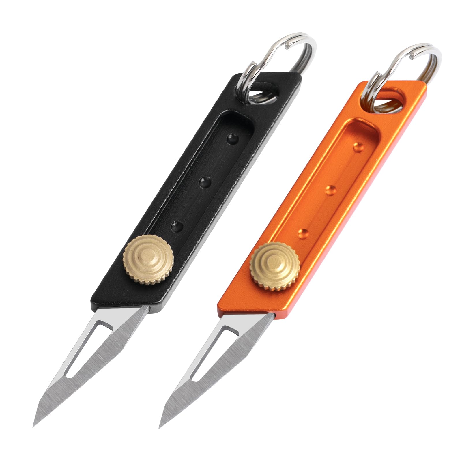 EDCFANS Small Pocket Knife for Men, 2 Pack Mini Keychain Knife, Safety Box Cutter Retractable, EDC Knife with Keychain Hole, Little Tiny Knives, Package Box Opener, Cool Gadgets Gifts for Men Women