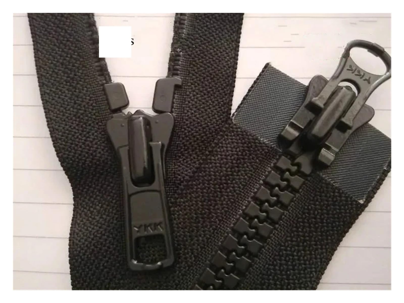 Cremallera YKK corta de resina plástica, 8VS, 49cm, negro, doble extremo abierto, bidireccional, resistente, for abrigo, chaqueta, accesorios costura para abrigos(Clear)