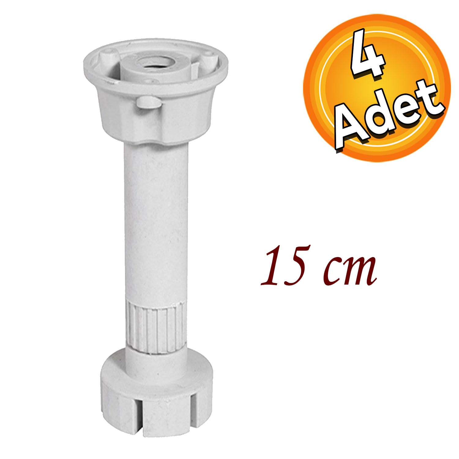 Badem10 Mobilya Kanepe Baza Tezgah Dolap Ünite Tv Mutfak Ayağı Ayarlı Ayarlanabilir 15 cm Gri Ayak (4 ADET)