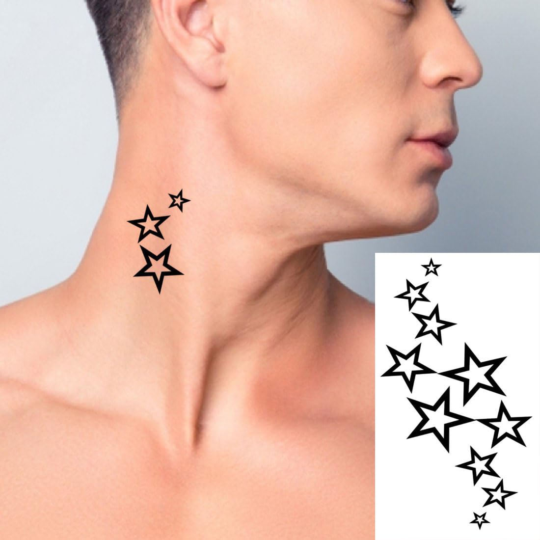 Famous Black Stars Temporary Tattoo Sticker for Men & Women | Waterproof, Long Lasting Body Art-image-18