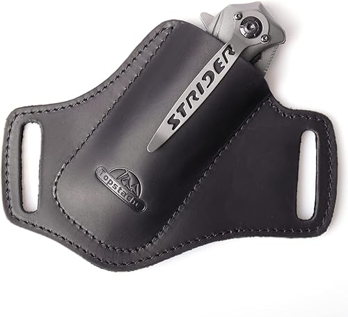 Topstache Cinturón de cuero hecho a mano EDC con bolsillo para hombre, funda plegable para cuchillo plegable de 5 pulgadas, con parte superior