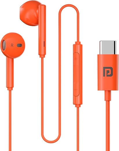 Portronics Conch Theta C in Ear Type C Wired Earphones with in Line HD Mic, Powerful Audio, 14.2mm Driver, Unique Earbuds ...