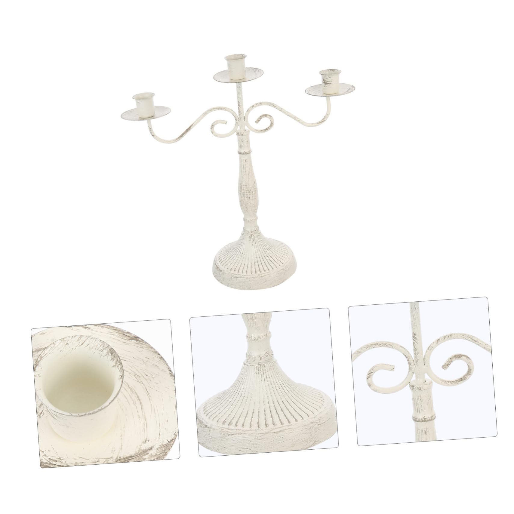 Candeliere Vintage in Ferro Bianco per Tavolo, Elegante
