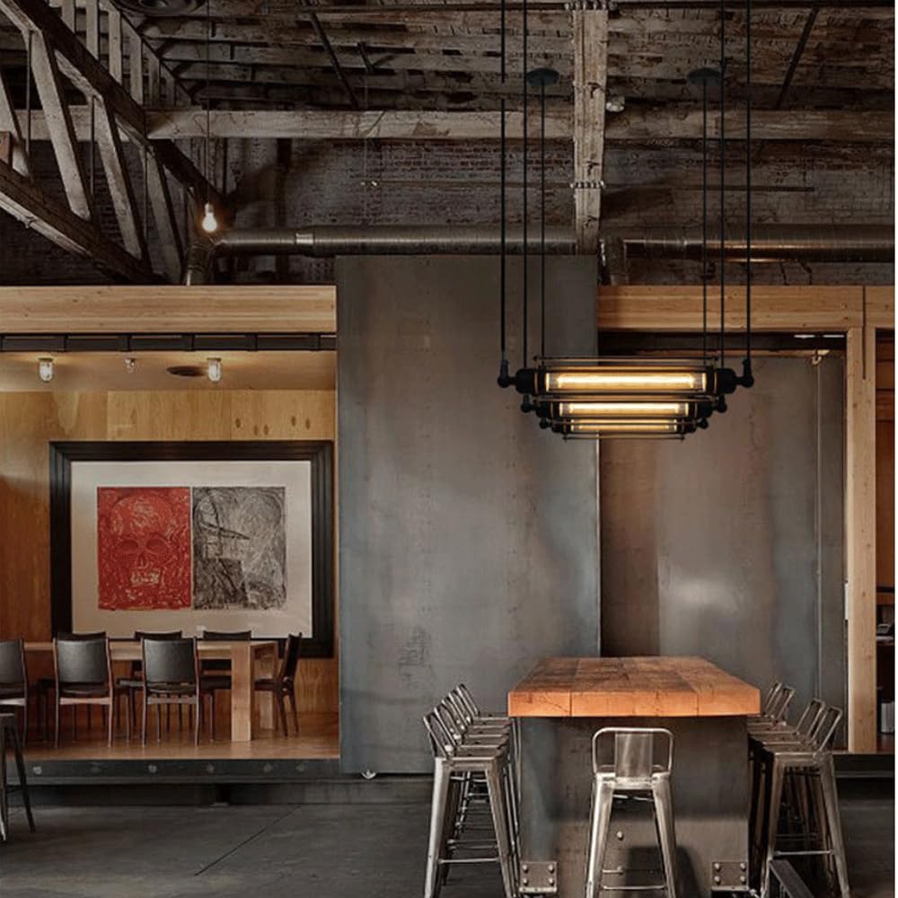 Lámpara colgante Lámpara de arte de hierro americano Lámpara de flauta Linterna de viento industrial simple Tubo retro Restaurante Barra de luz Contador Arte de hierro Quemador Pasillo Valor Escaleras