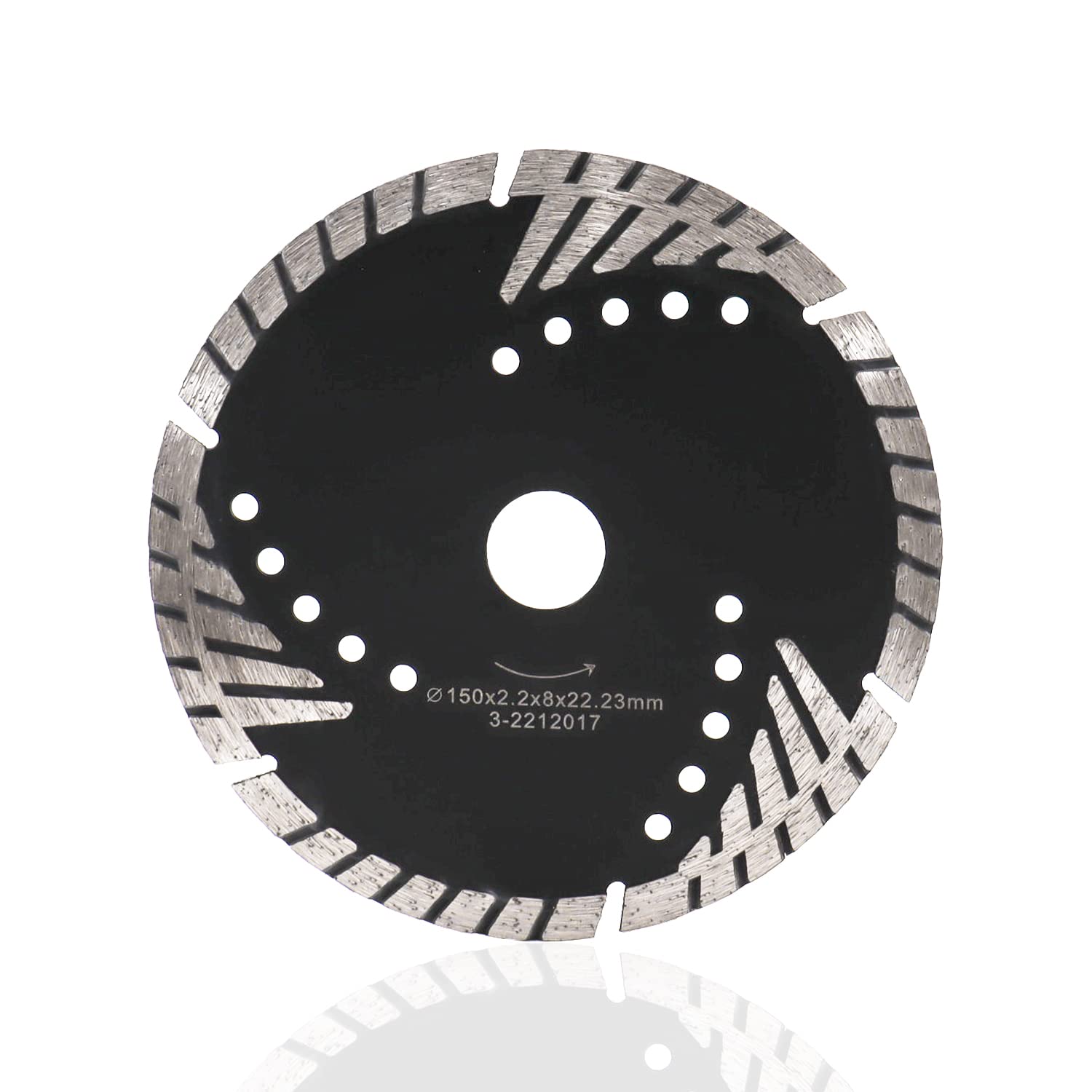 Diamond Turbo Blades 8 MM Segments Saw Blade for Granite Mable Tile Concrete and Bricks Dry/Wet, 6 Inch 6Inch-150mm