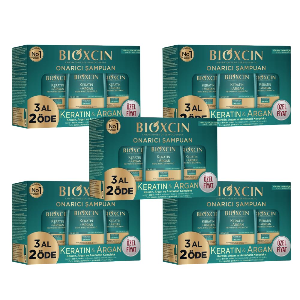 Bioxcin Keratin & Argan Reparatur-Shampoo 5er Set 3x300ml