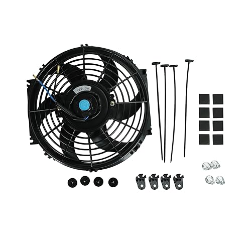 Vista 11 de 2 unids 12 pulgadas universal delgado ventilador push pull radiador eléctrico refrigeración 12 V 80 W kit de montaje negro