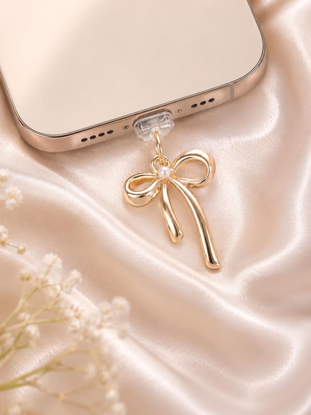 Case Creation Bow Charm Charging Jack Protector Anti-dust Plugs for USB-C Port Type-C Rhinestone Cute Cap Compatible with Smartphones, Tablets, Laptops (Silver Bow Dust Plug Charm, Pack of 1) — Amazon image 24