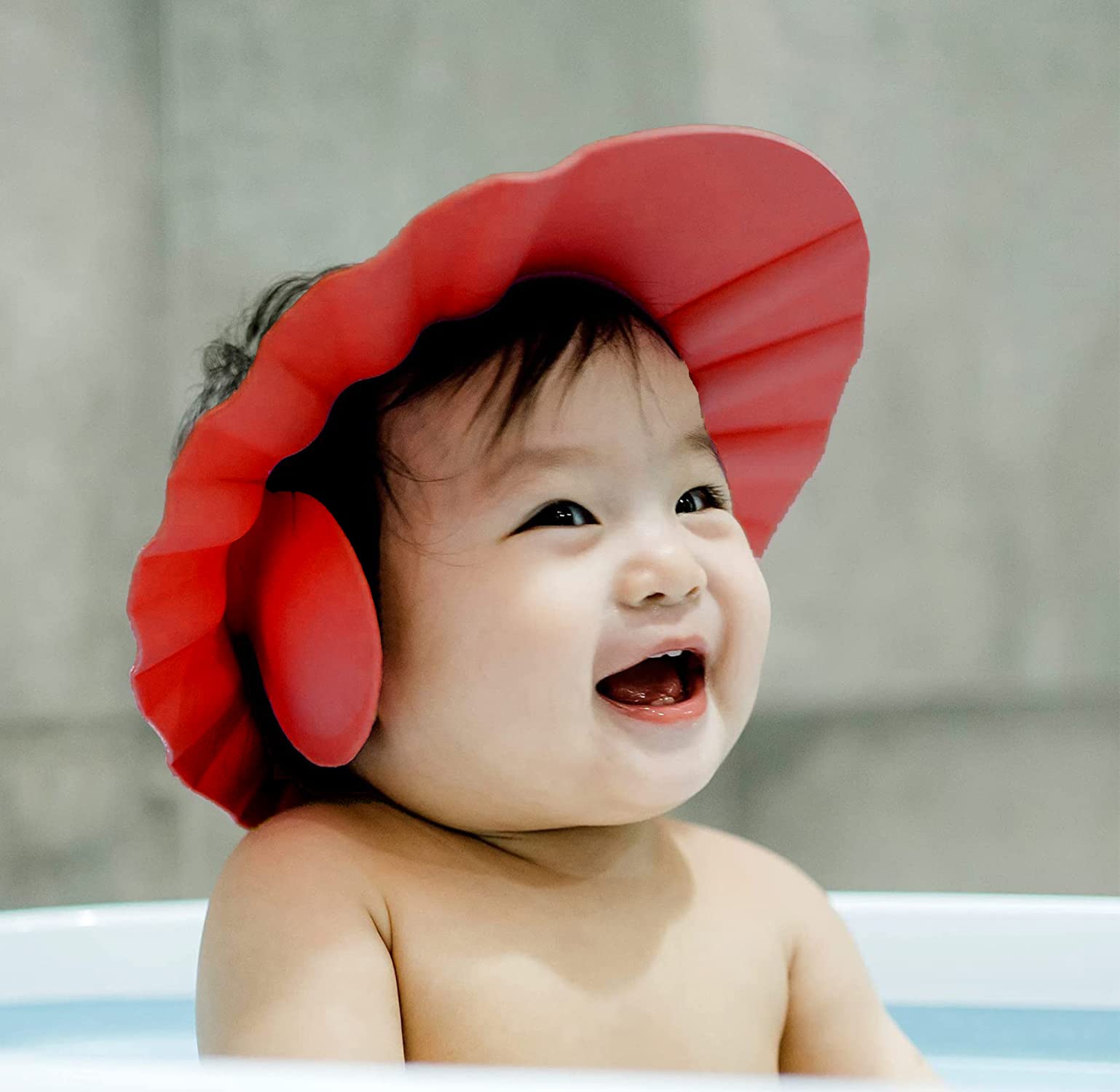 Kuber Industries Rubber Kids Adjustable Shower Cap For Wash Hair (Maroon) 54KM4196-image-6