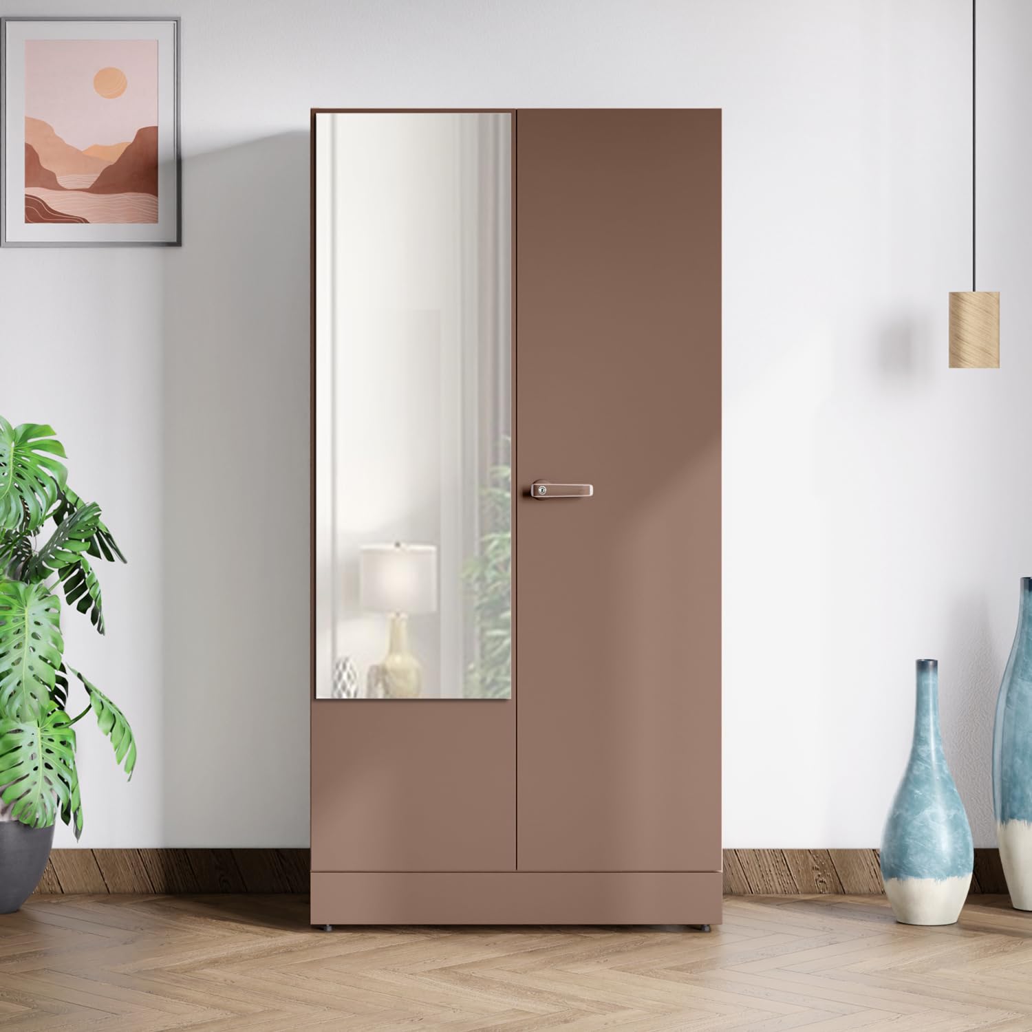 Interio by Godrej Auraline® Men Premium 2-Door Steel Almirah with Mirror (Chocolate Mousse), 1-Year Warranty, 2 Drawers-image-15
