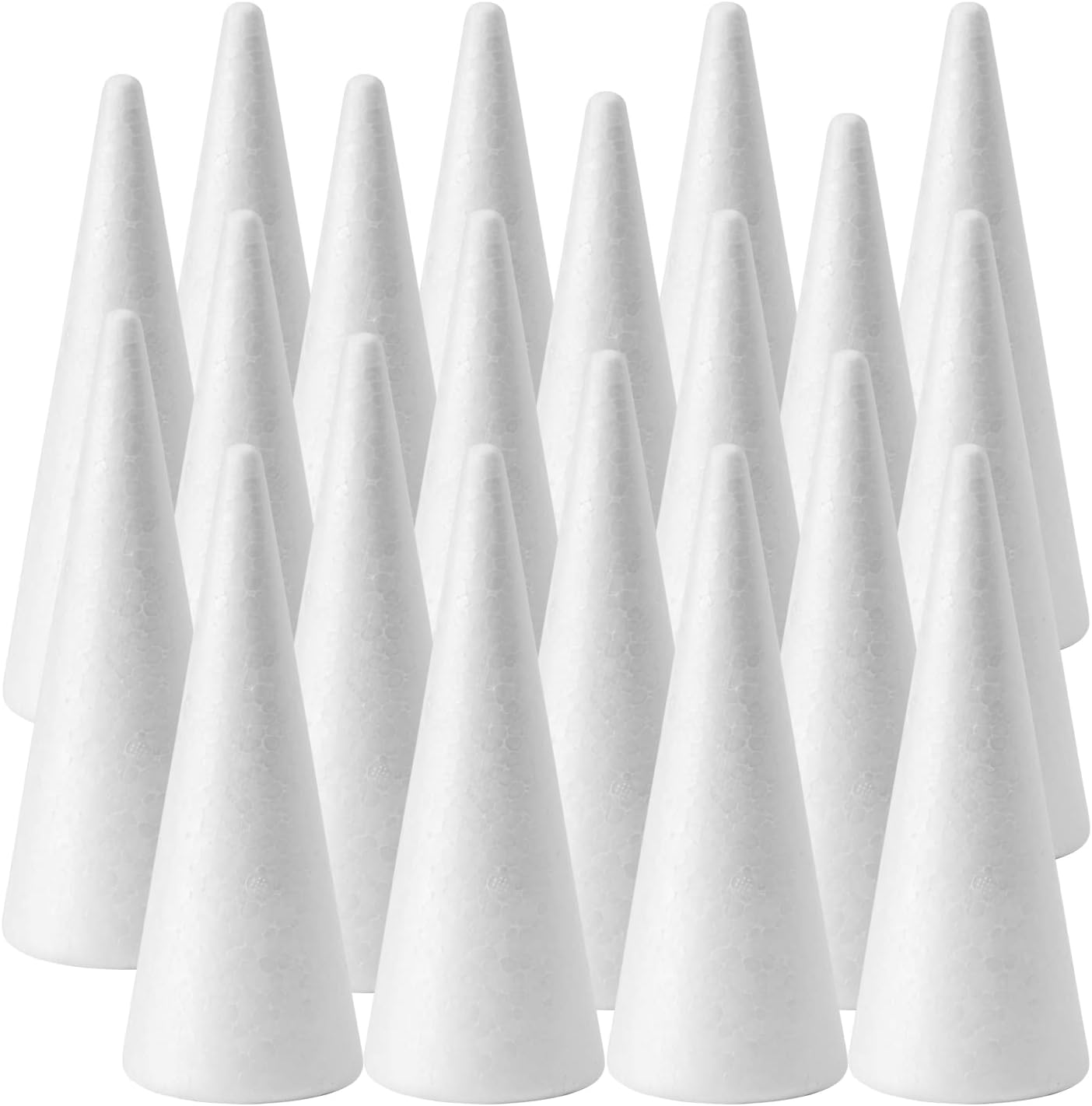 20-Pack Craft Foam Cones (2.9X7.9in), White Polystyrene Cone Shaped Foam, Foam Tree Cones, for Arts and Crafts, Christmas, School, Wedding, Birthday, DIY Home Craft Project.
