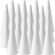 FFchuanhe 20-Pack Craft Foam Cones 2.9X7.9in, White Polystyrene Cone Shaped Foam, Foam Tree Cones, for Arts and Crafts, Christmas, School, Wedding, Birthday, DIY Home Craft Project.