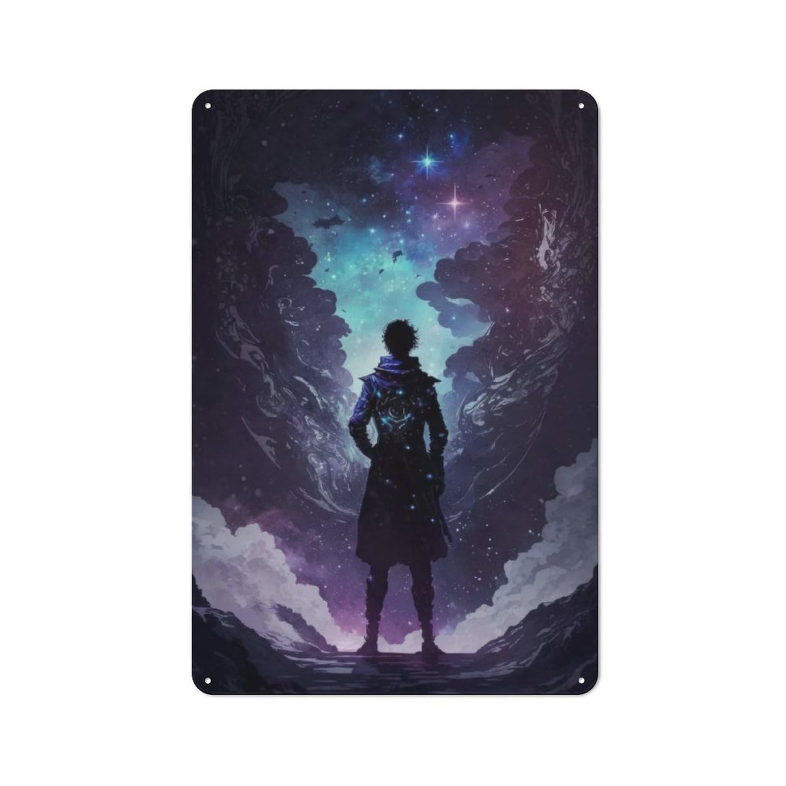 Junmoney Silhouette Of A Cosmic God Metal Wall Sign 30X20cm Featuring For Home Bar Wall, For Themed Interiors In Home Bars And Entertaining Spaces