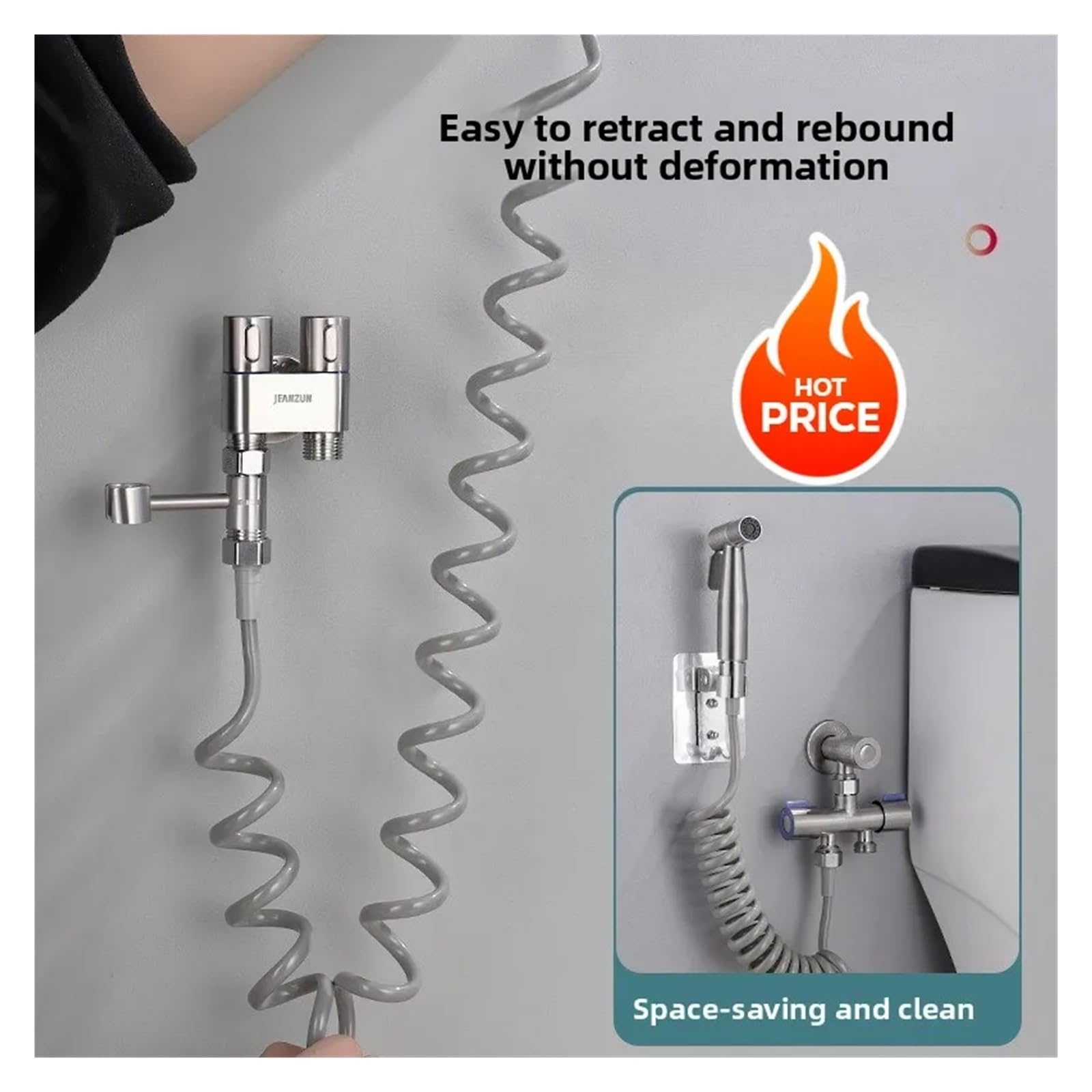 Manguera de ducha retráctil de 1,5 a 5 m, tubo de agua flexible en espiral para cabezales de ducha y rociadores de bidé, tubo de fontanería extensible G1/2 (negro, 2 m)