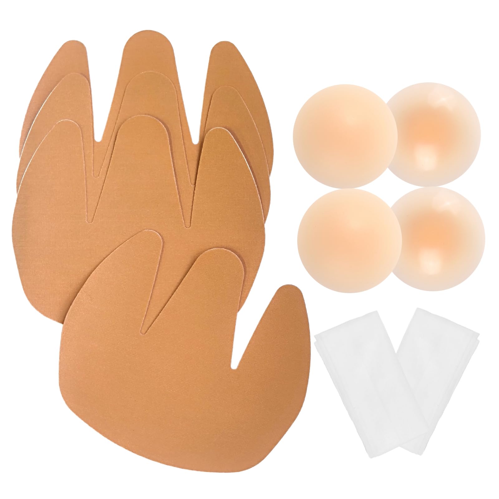 Pack de 4 cintas para pechos grandes, sujetador adhesivo sin tirantes, incluye 2 pares de cubiertas de silicona para pezones