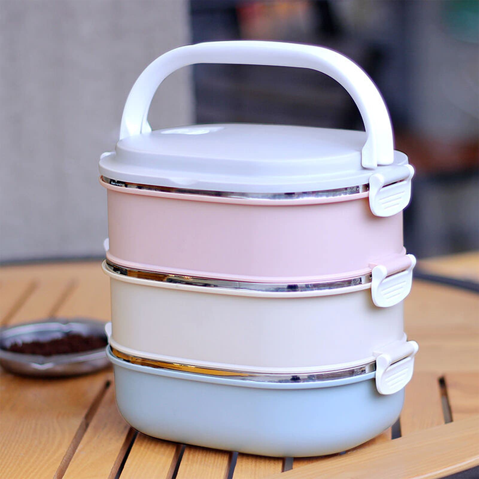 Contenitori e barattoli Solomi Pranzo Termica di Sicurezza 3 Tipi Bento Box in Acciaio Inox