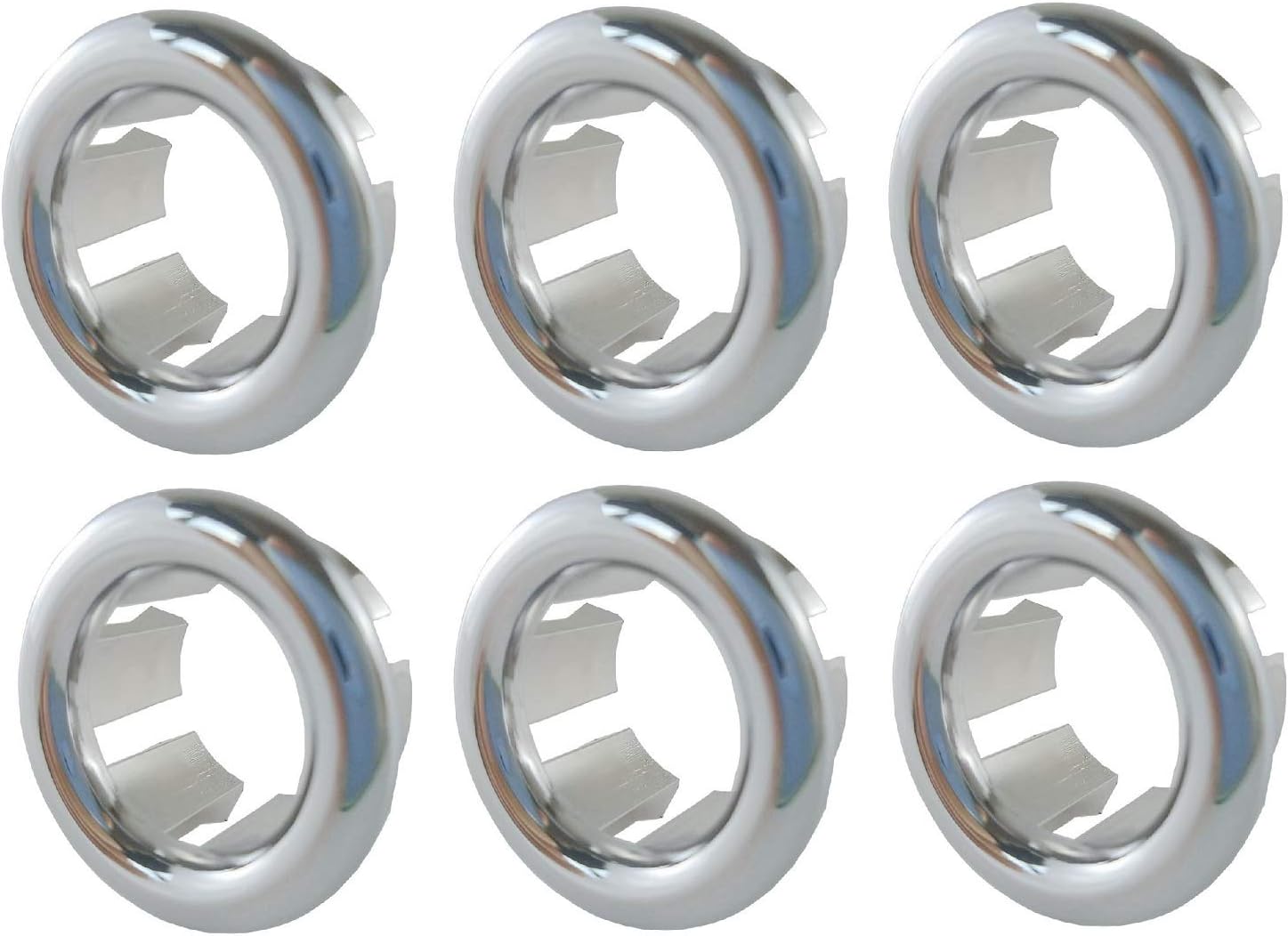 10th Grade Electroplating Bathroom Kitchen Sink Basin Trim Overflow Ring Cover Hole Insert in Cap (6Pcs Silver)